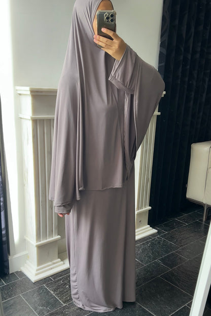 TAUPE KHIMAR SET (DRESS)