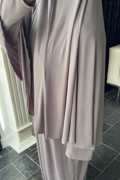 TAUPE KHIMAR SET (DRESS)