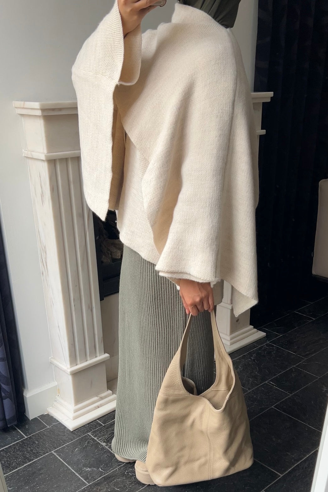 BEIGE SCARF PONCHO