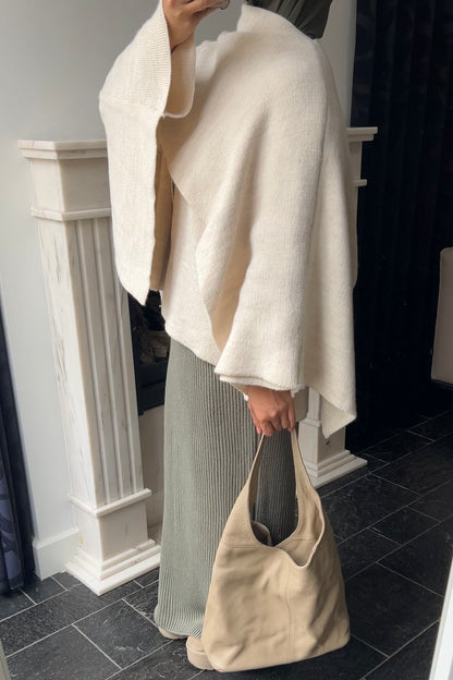 BEIGE SCARF PONCHO